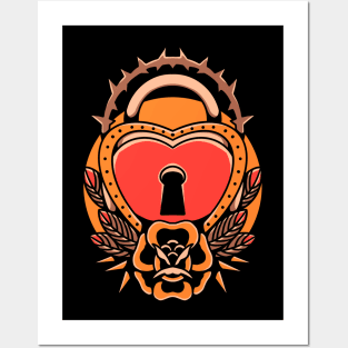 locked heart tattoo Posters and Art